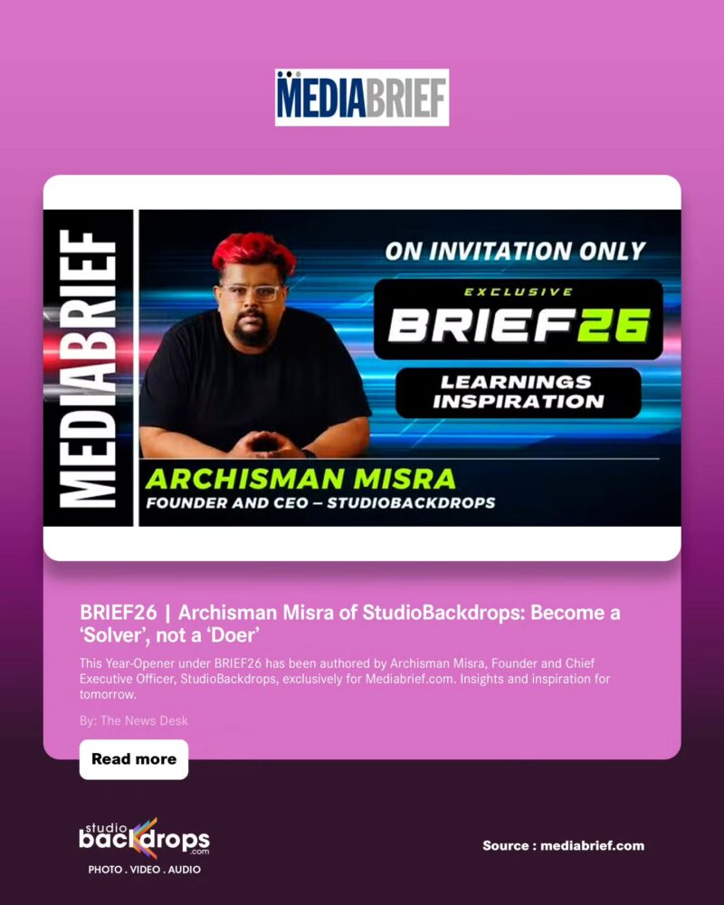 BRIEF26 promotional banner featuring Archisman Misra, with MediaBrief branding and 'Learnings Inspiration' text